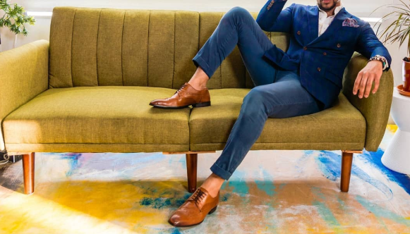 Handmade Derby Tan Leather Dress Shoes For Mens, Party wear Lace Up Shoes