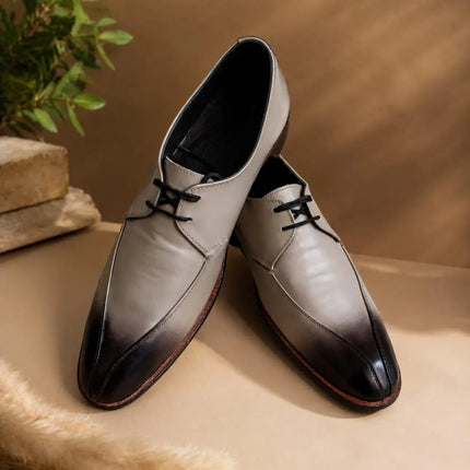 Handmade men gray leather dress oxford shoes, formal dress office shoes mens