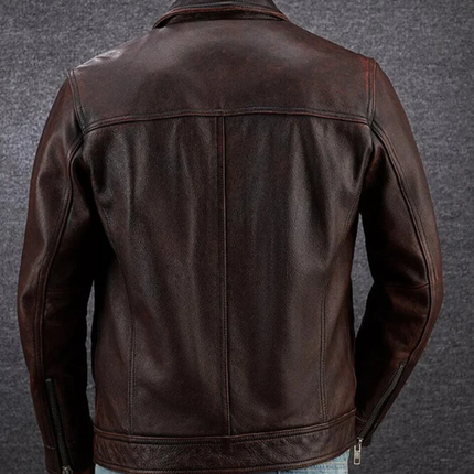Handmade Men’s Brown Leather Jacket, Moto Biker Coat Jacket For Men