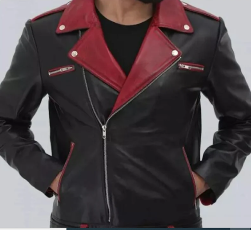 Men Handmade Two Tone Biker Leather Jacket, Men Moto Fashion Jacket