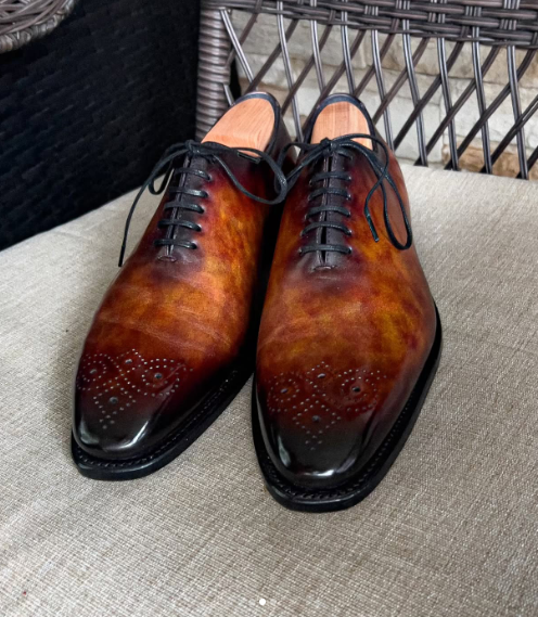Handmade Shaded Brown Men Leather Brogue Lace Up Dress Shoe, Party, Wedding Shoe