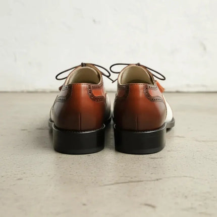 Handmade men brown and white wingtip brogue shoes, office dress shoes for mens