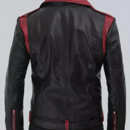 Men Handmade Two Tone Biker Leather Jacket, Men Moto Fashion Jacket