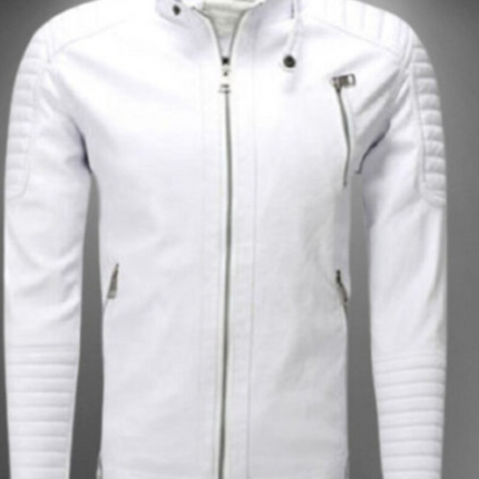 Handmade Men White Leather Fashion Jacket, Men Leather Jacket for men
