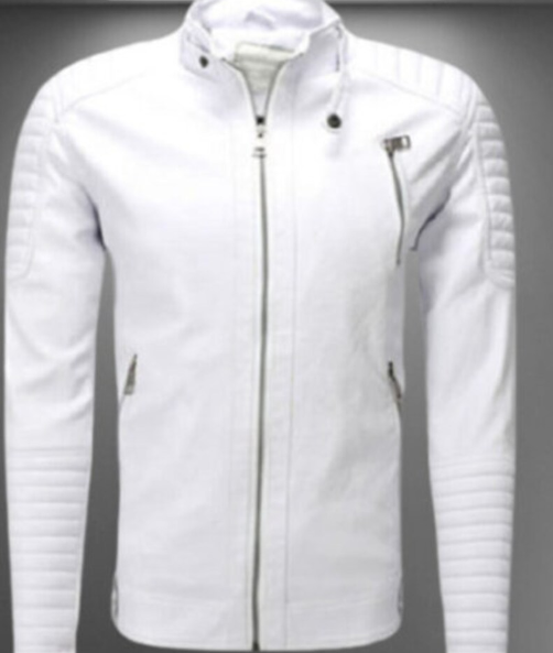 Handmade Men White Leather Fashion Jacket, Men Leather Jacket for men