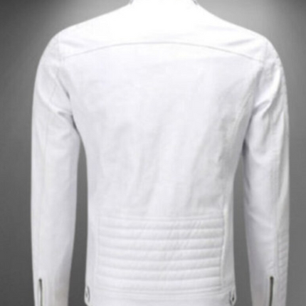 Handmade Men White Leather Fashion Jacket, Men Leather Jacket for men