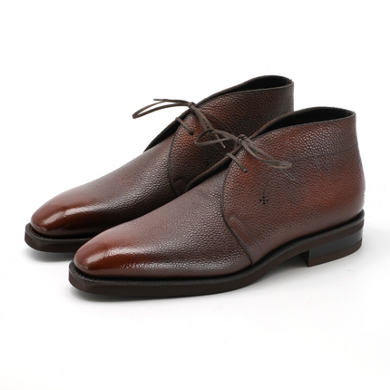 Handmade Dark Brown Low Ankle Chukka Leather Men Business Boot, Dress Boot