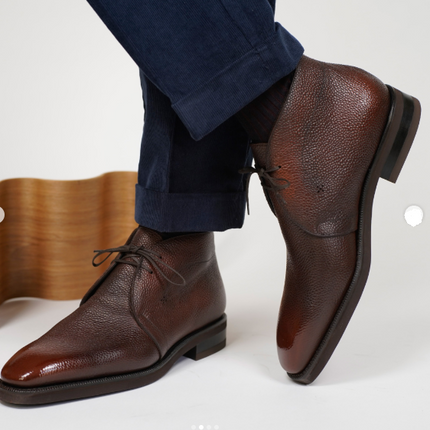 Handmade Dark Brown Low Ankle Chukka Leather Men Business Boot, Dress Boot