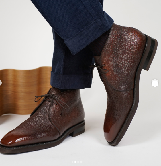 Handmade Dark Brown Low Ankle Chukka Leather Men Business Boot, Dress Boot