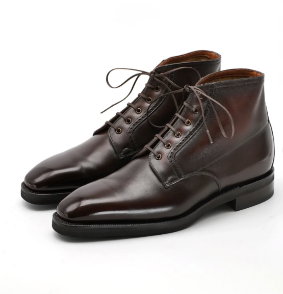 Handmade Men Brown Leather Lace Up Ankle Chukka Business Boot, Dress Boot