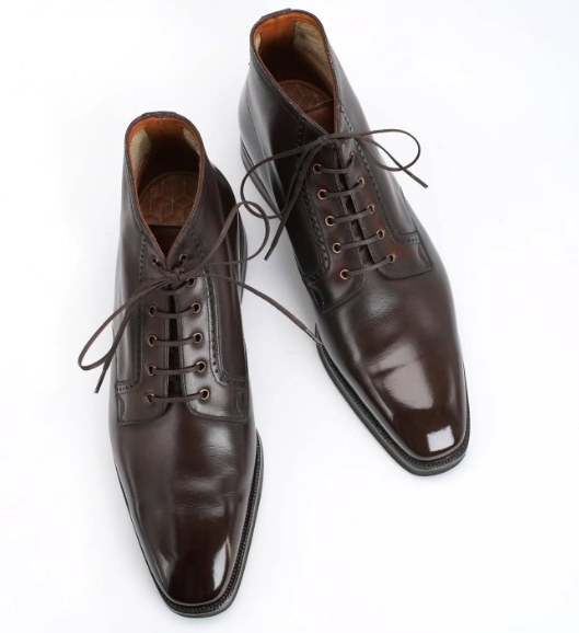 Handmade Men Brown Leather Lace Up Ankle Chukka Business Boot, Dress Boot