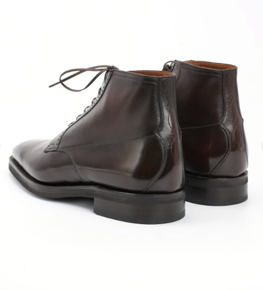 Handmade Men Brown Leather Lace Up Ankle Chukka Business Boot, Dress Boot