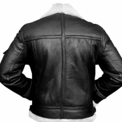 Handmade Men Black Leather Fur Jacket, Men Genuine Style Leather Jacket