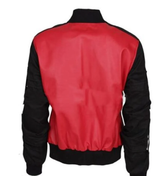 Handmade Men Red and Black Leather Bomber Jacket with Cargo Pockets Jacket For Men