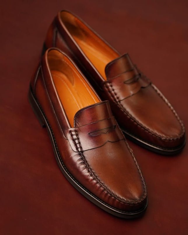 Handmade New Penny Dark Brown Men Moccasins Formal Slip On Business Shoe