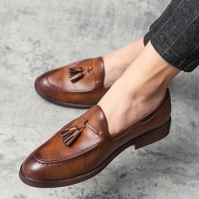 Handmade New Dark Brown Men Tassels Moccasins Formal Slip On Business Shoes