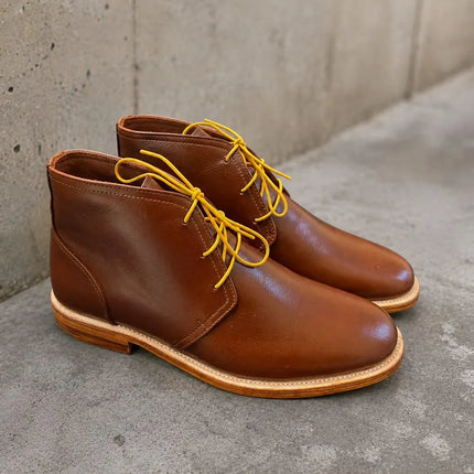 Handmade men brown leather chukka boots, formal ankle office dress boots for mens
