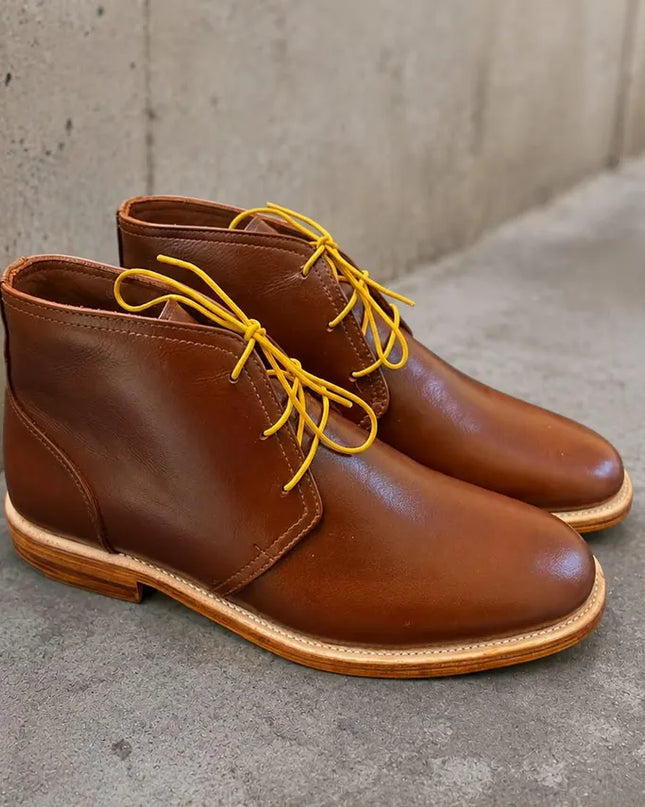 Handmade men brown leather chukka boots, formal ankle office dress boots for mens