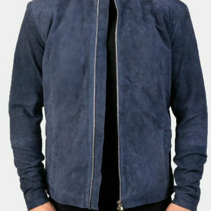 Handmade New Men’s Blue Suede Leather Jacket, Biker jacket For Men