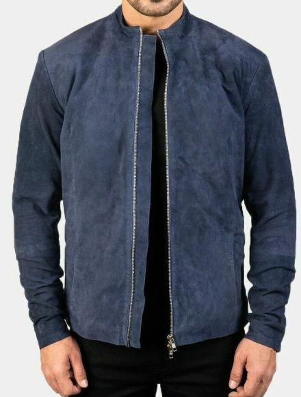 Handmade New Men’s Blue Suede Leather Jacket, Biker jacket For Men