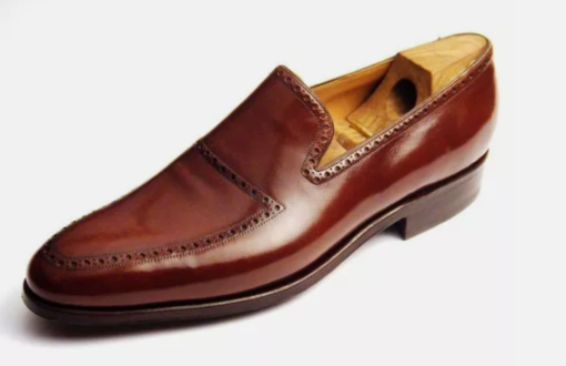Handmade men brown brogue dress shoes for mens, leather formal slip on shoes men