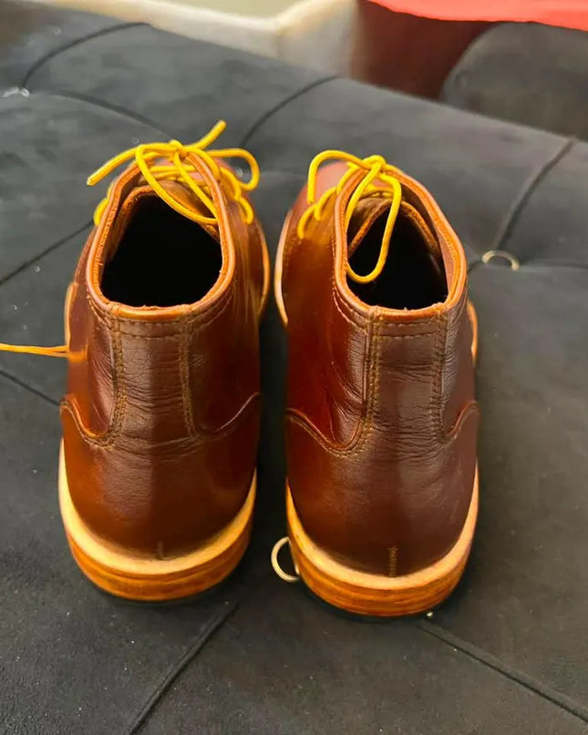 Handmade men brown leather chukka boots, formal ankle office dress boots for mens
