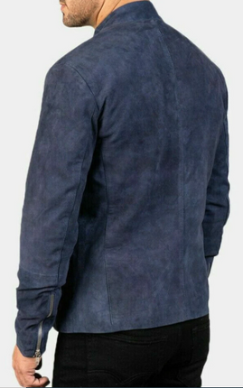 Handmade New Men’s Blue Suede Leather Jacket, Biker jacket For Men