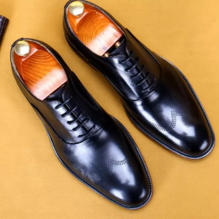 New Men Black Brogue Wing Tip Oxford Handmade Leather Lace Up Dress Shoes, Men Wingtip Dress Shoes, Mens Shoe