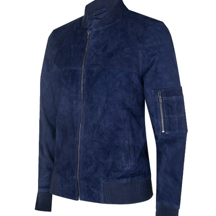 Handmade New Men’s Blue Suede Jacket Jacket, biker/Racer Jacket For Men