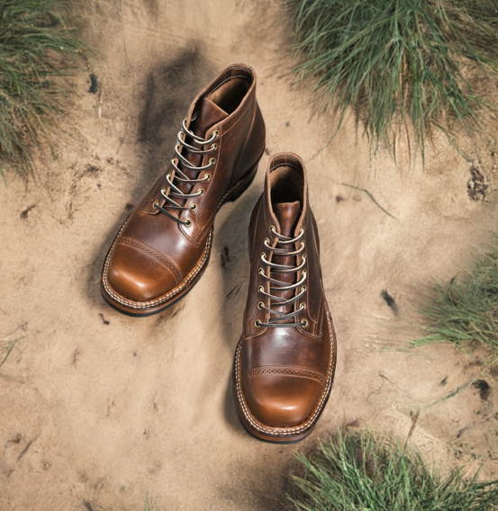 Handmade Men Dark Burnished Brown Leather Ankle Lace Up Hiking Boot, Biker Boot