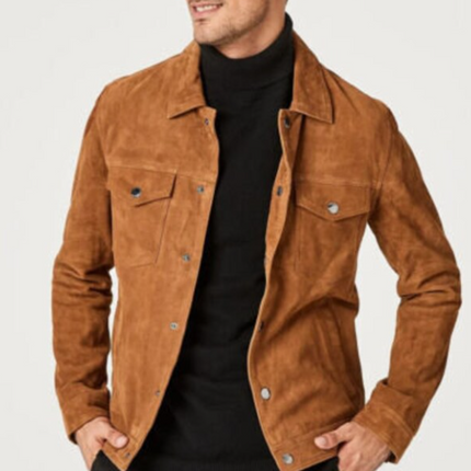 Handmade Men Brown Jacket, Suede Western Dress Jacket For Men
