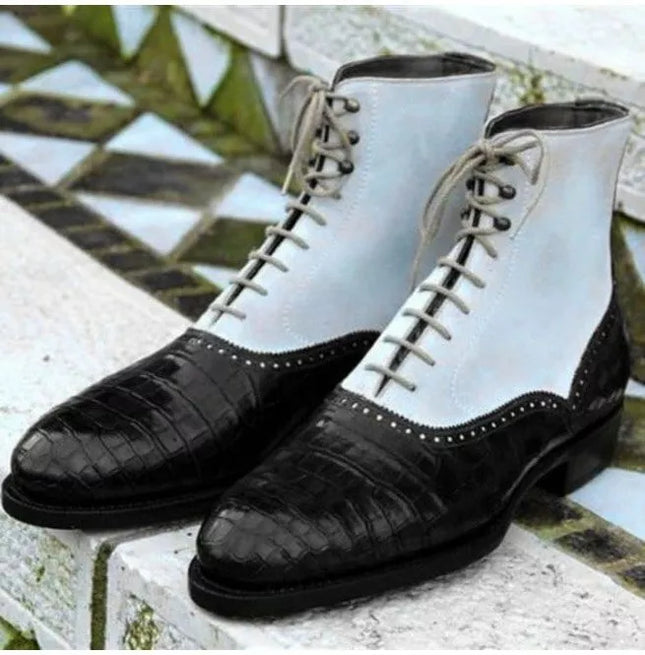 New Men Two Tone High Ankle Boots Alligator Ankle Boots, Ankle Boot mens