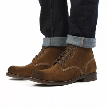 Handmade Men’s Brown Suede Lace up Ankle Boots, Men Brown Casual Boots