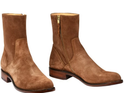 Handmade Men’s Brown Suede Zip up Ankle Boots, Men Brown Casual Boots
