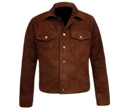 Handmade Men Brown Suede Jacket, Cargo Pocket Jackets With Buttons Jacket For Men