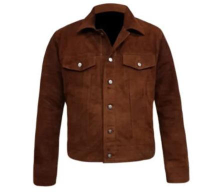 Handmade Men Brown Suede Jacket, Cargo Pocket Jackets With Buttons Jacket For Men