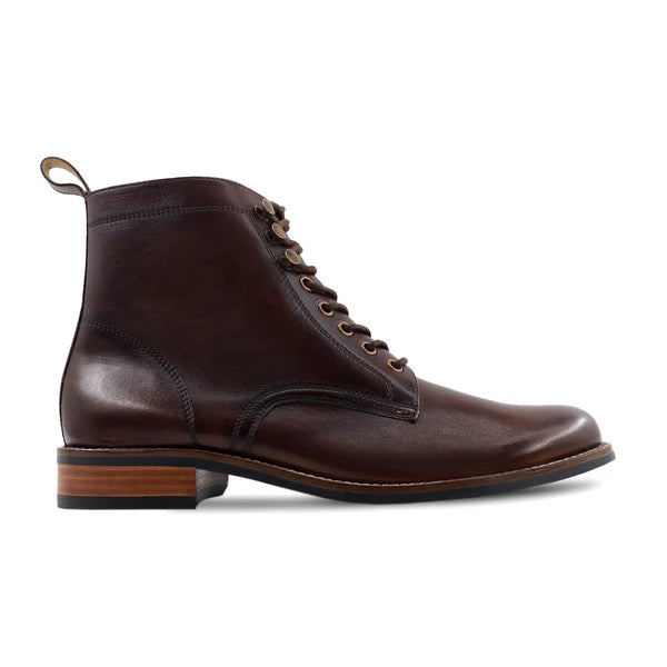 Handmade Men Dark Brown Leather High Ankle Lace Up Chukka Business Boots