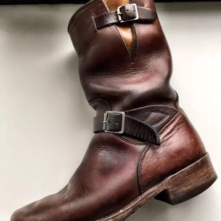 Handmade men brown biker boots, combat zipper motorcycle boots for mens
