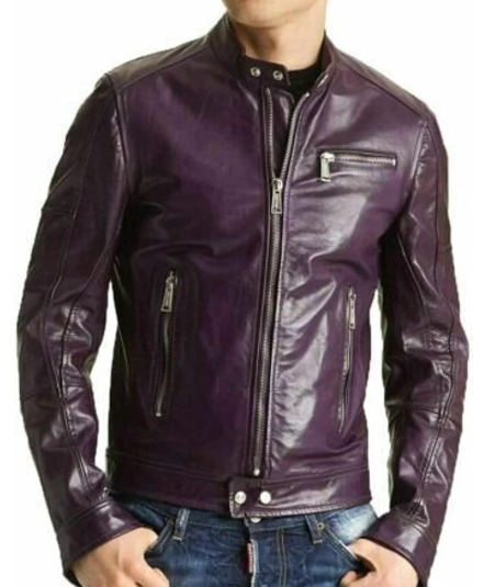 Handmade New Men’s Purple Jacket, Moto Stylish Slim Fit Coat Jacket