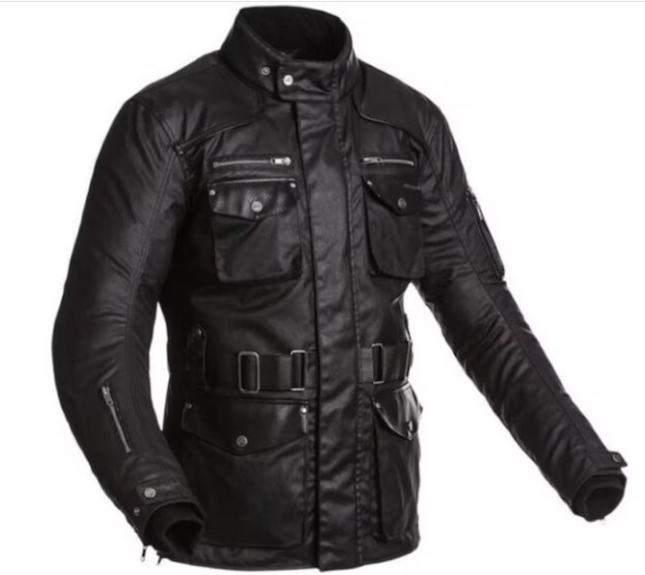 Handmade Men Leather Biker Jacket in Black Leather with Cargo Pockets Jacket