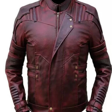 Handmade Men Burgundy Leather Jacket, Biker/Racer Fashion Jacket For Men