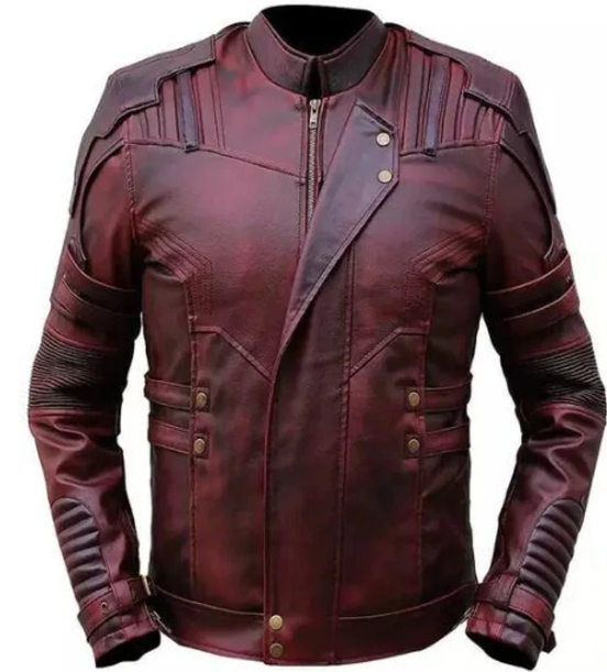 Handmade Men Burgundy Leather Jacket, Biker/Racer Fashion Jacket For Men