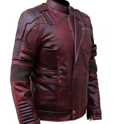 Handmade Men Burgundy Leather Jacket, Biker/Racer Fashion Jacket For Men