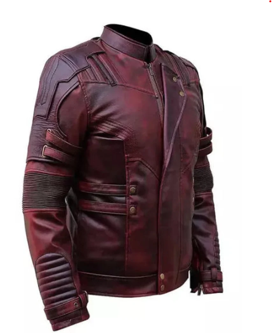 Handmade Men Burgundy Leather Jacket, Biker/Racer Fashion Jacket For Men
