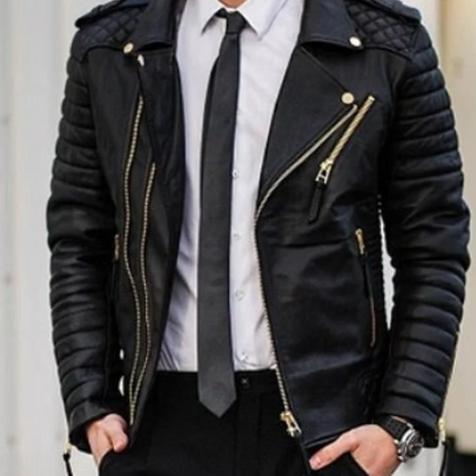 Handmade Men Black Motorcycle Leather Jacket, Biker Fashion Jacket For Men