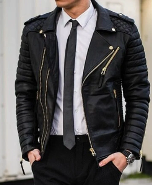 Handmade Men Black Motorcycle Leather Jacket, Biker Fashion Jacket For Men