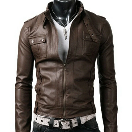 New Handmade Men Vintage Brown Jacket Moto Stylish Biker Jacket