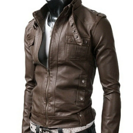 New Handmade Men Vintage Brown Jacket Moto Stylish Biker Jacket