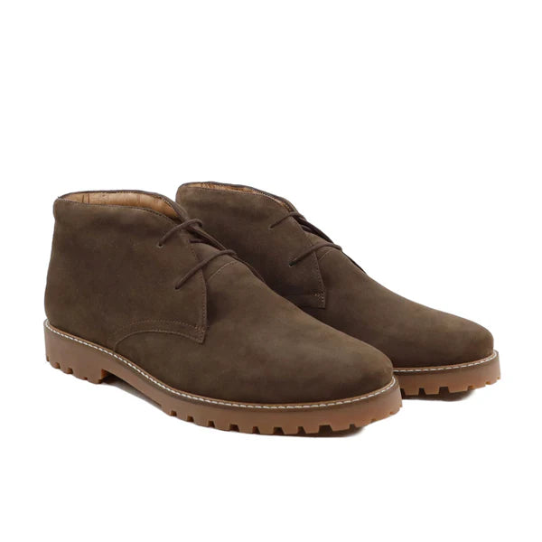 Handmade Men Brown Low Ankle Suede Lace Up Party Boot, Hiking Boots For Mens