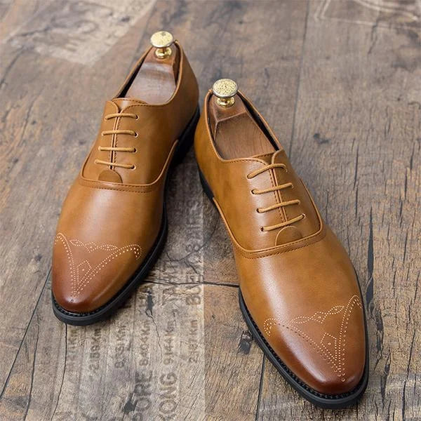 Handmade Men Tan Brown Leather Stylish Brogue Lace Up Dress Shoes, Office Shoes